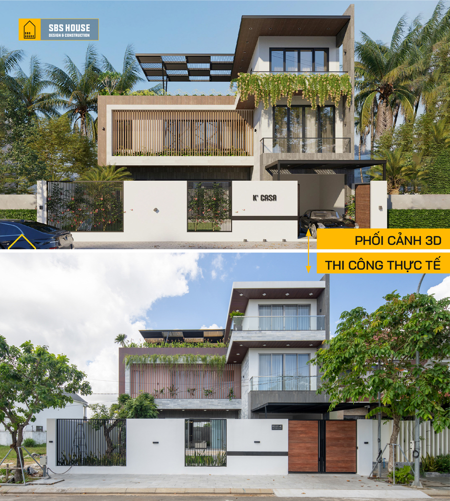 Bản vẽ phối cảnh 3D so với thực tế.